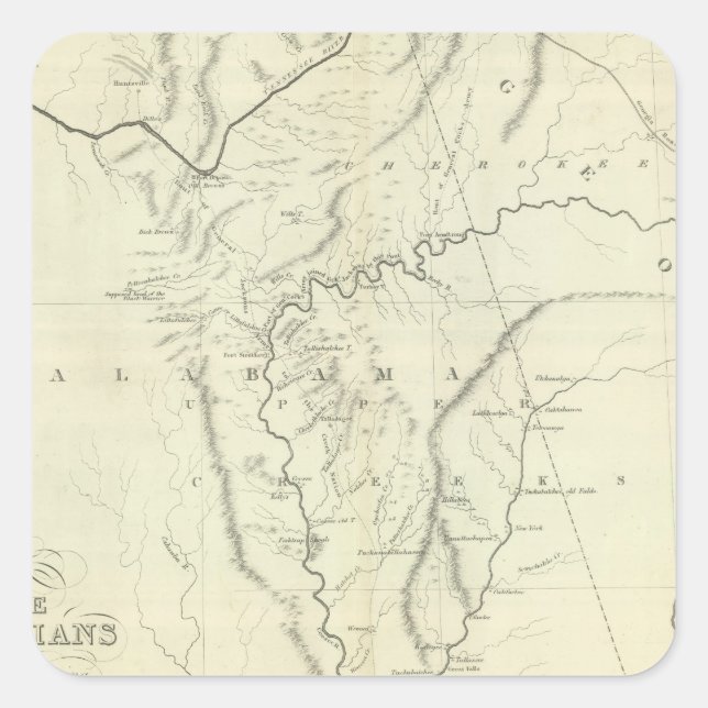 Cherokee Map Square Sticker (Front)