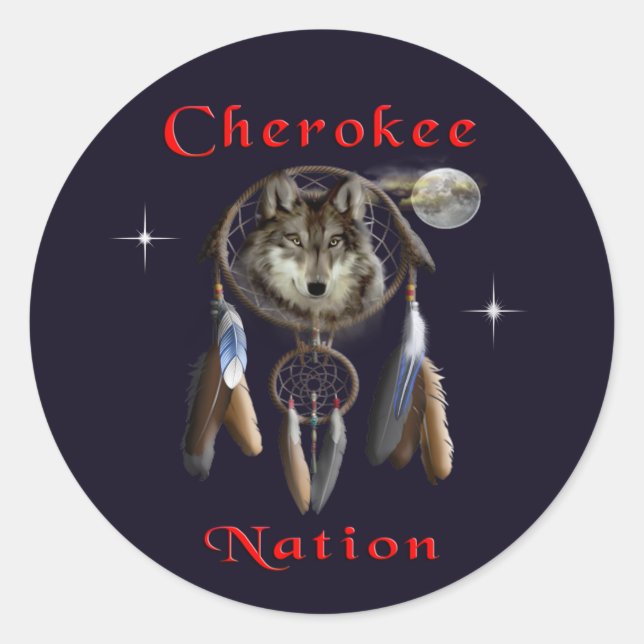 Cherokee nation classic round sticker (Front)
