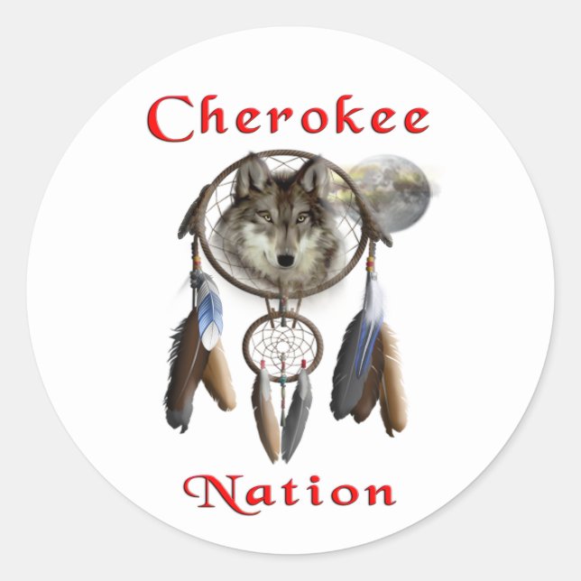 Cherokee nation classic round sticker (Front)