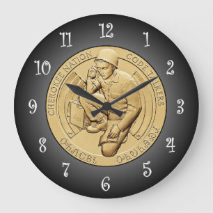 Cherokee Nation Code Talkers Bronze Medal ~ Large Clock