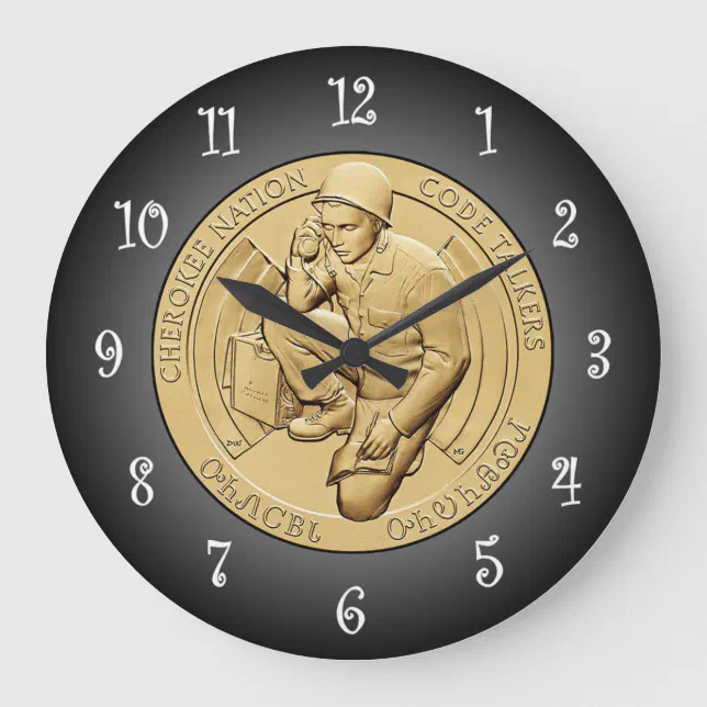 Cherokee Nation Code Talkers Bronze Medal Large Clock Zazzle