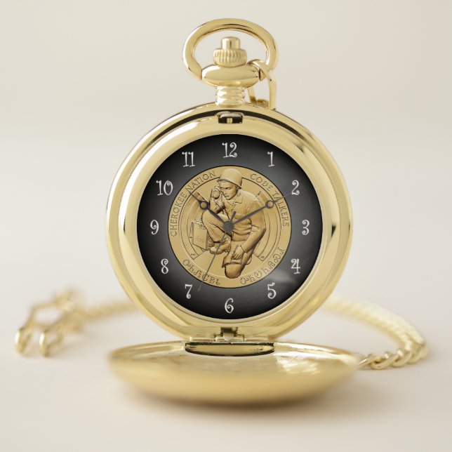 Cherokee Nation Code Talkers Bronze Medal ~  Pocket Watch (Inside)