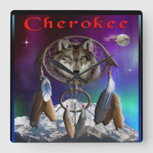 Cherokee nation square wall clock