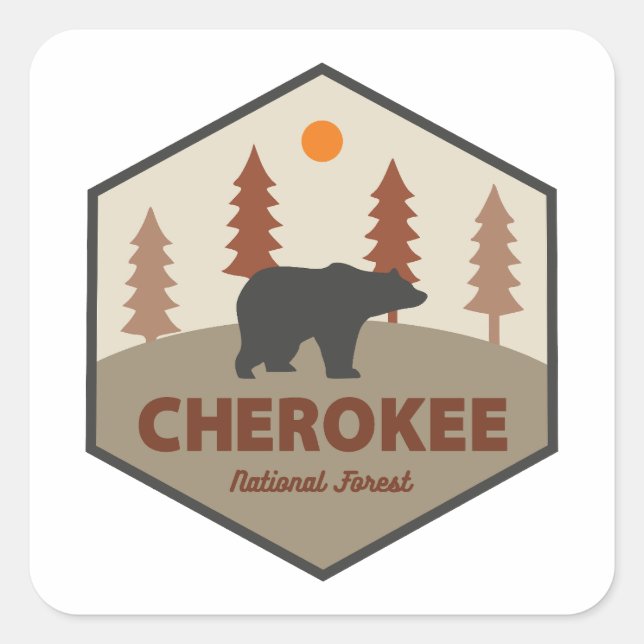 Cherokee National Forest Tennessee Bear Square Sticker (Front)