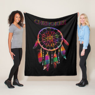 Cherokee Native American Indian Colorful Dreamcatc Fleece Blanket