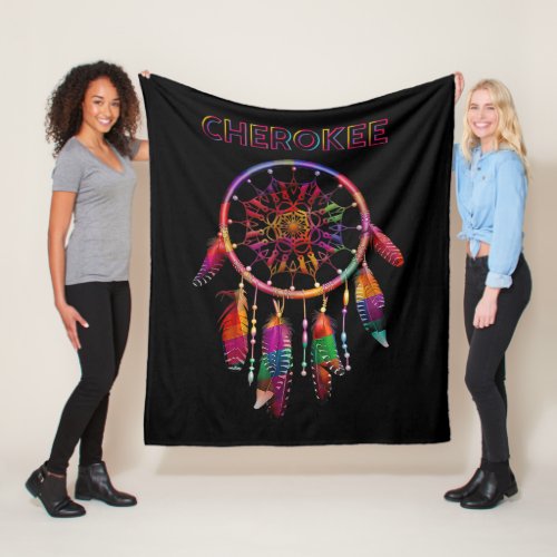 Cherokee Native American Indian Colorful Dreamcatc Fleece Blanket