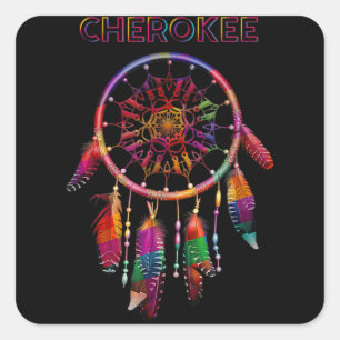 Cherokee Native American Indian Colorful Dreamcatc Square Sticker