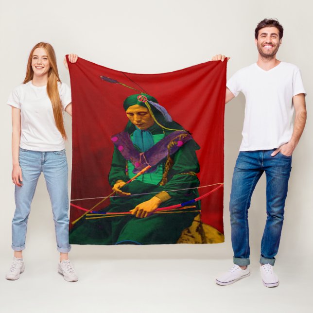 Cherokee Native American Pop Art Fleece Blanket (In Situ)