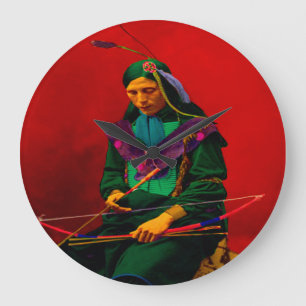 Cherokee Native American Pop Art Large Clock