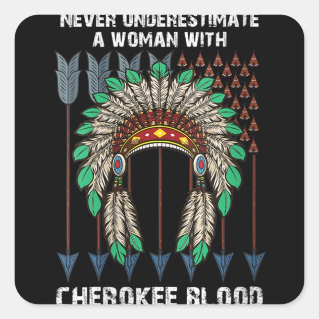 Cherokee Pride Feathers Native American Square Sticker (Front)
