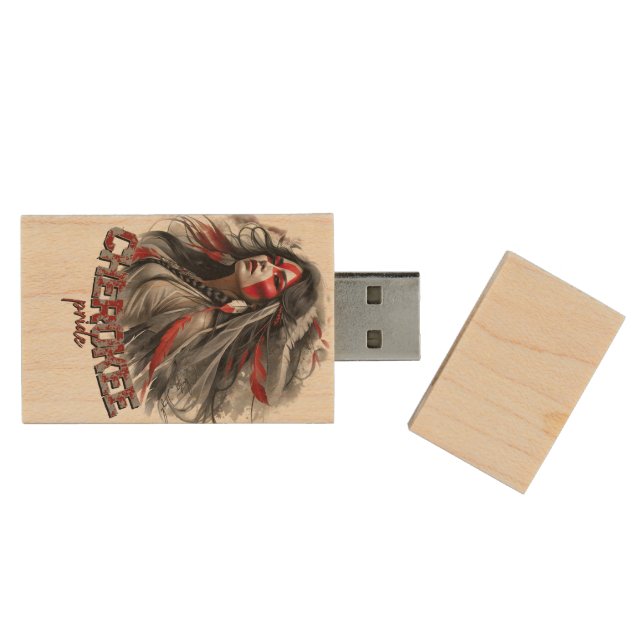 Cherokee Pride Wood Flash Drive (Opened)