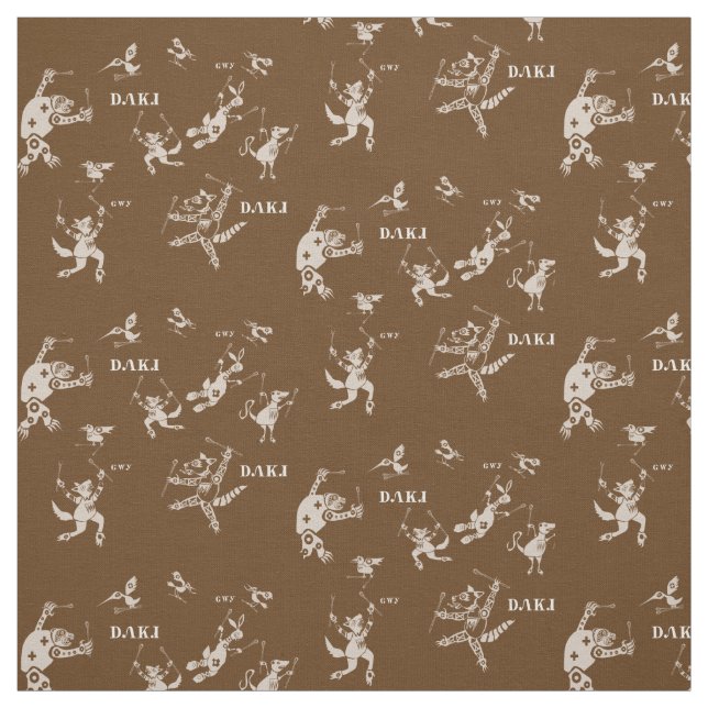 Cherokee stickball animal brown fabric (Swatch)