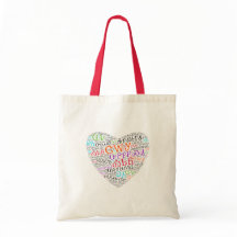 Cherokee Syllabary Multi-Color Heart Cloud Tote