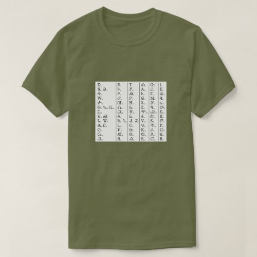 Cherokee Syllabary Unisex Khaki Green T_Shirt