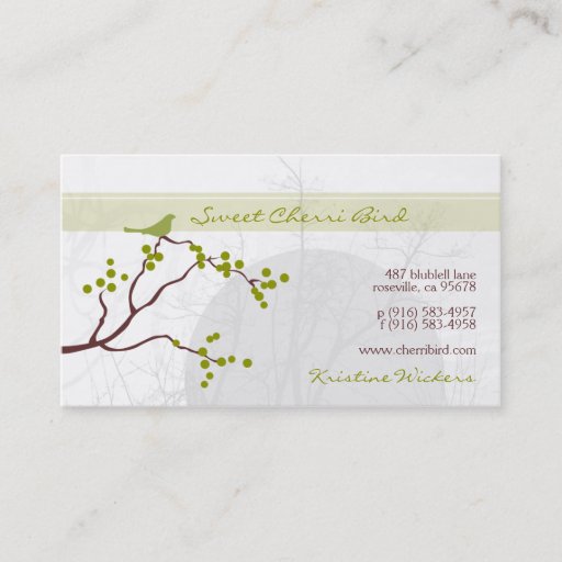 Customizable Cherri Bird [green] Business Cards