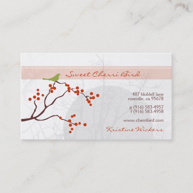 Cherri Bird [orange] Business Cards (Front)