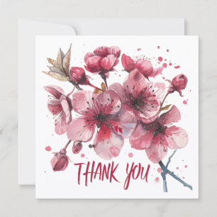 Cherrie blossoms. Watercolours. Thank You Card