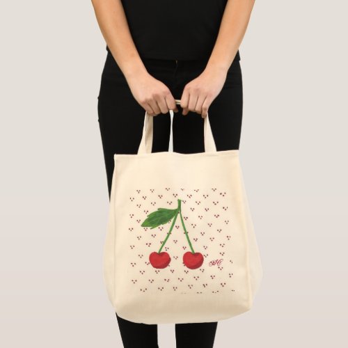 Cherries 2 grocery tote bag