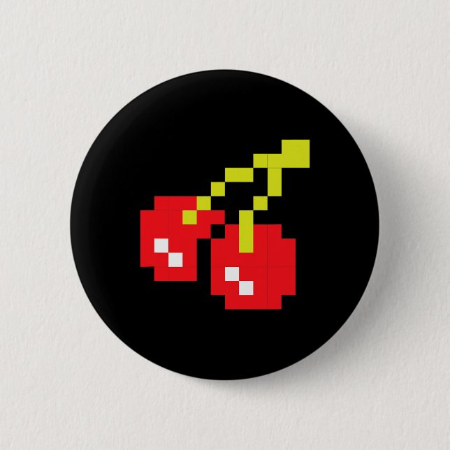 Cherries 80s Video Game Halloween Costume Easy Gro Button (Front)