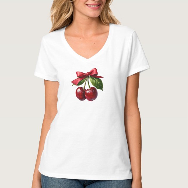 Cherries and a Bow- T-Shirt (Front)