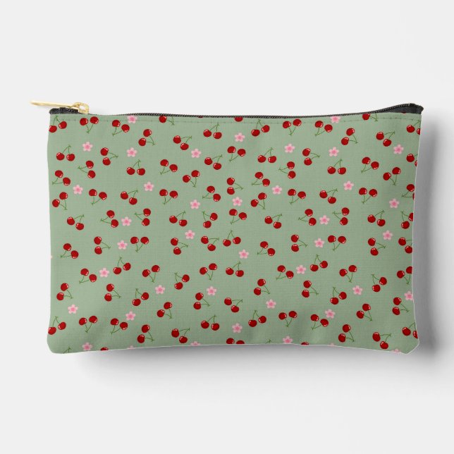  Cherries And Flowers Accessory Pouch (Front)