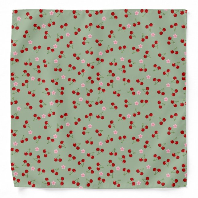 Cherries And Flowers Bandana (Front)