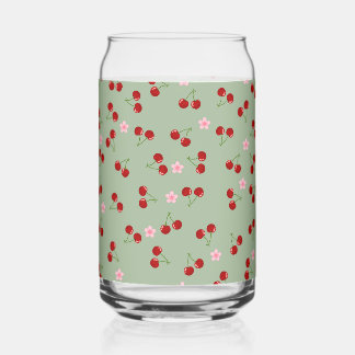 Cherries And Flowers Can Glass