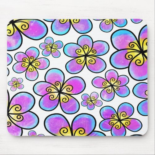 Cherries And Flowers Seamless Pattern Mouse Pad