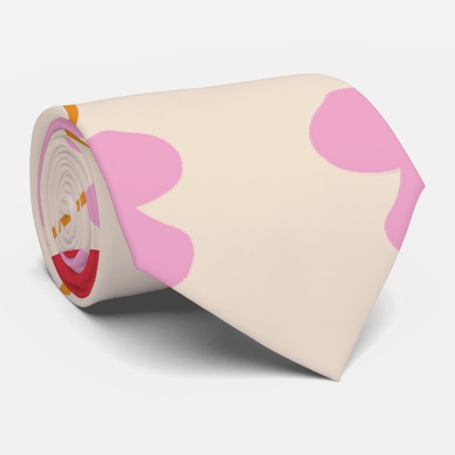 Cherries and Flowers Seamless Pattern Neck Tie (Rolled)