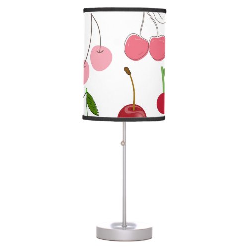 Cherries And Flowers Seamless Pattern  Table Lamp