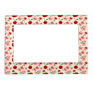 Cherries And Pink Blossoms Magnetic Frame