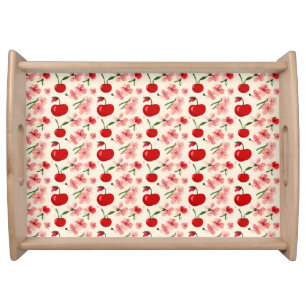 Cherries And Pink Blossoms Serving Tray