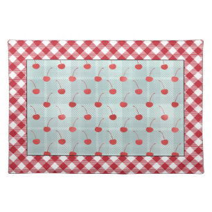 Cherries and Plaid Cloth Placemat
