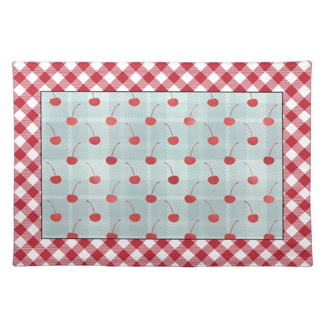 Cherries and Plaid Cloth Placemat (Front)