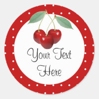 Cherries And Polka Dots Custom Product Sticker