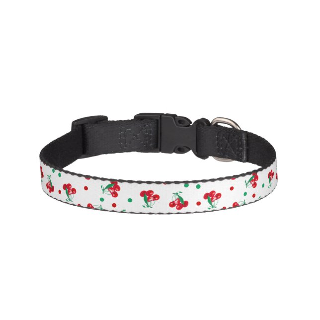 Cherries And Polka Dots Pet Collar (Front)
