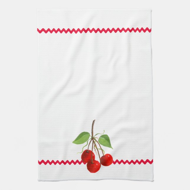 Cherries And Ric Rac Kitchen Towel (Vertical)
