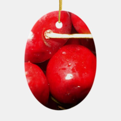 Cherries Art Photo Ceramic Ornament