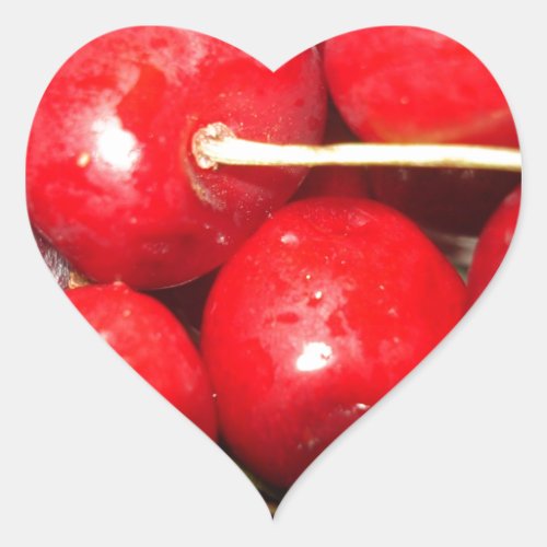 Cherries Art Photo Heart Sticker