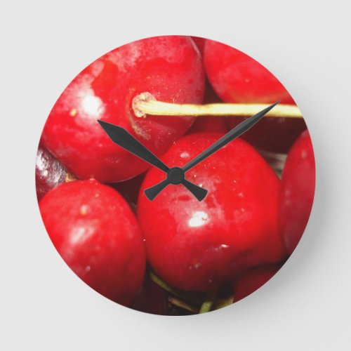 Cherries Art Photo Round Clock