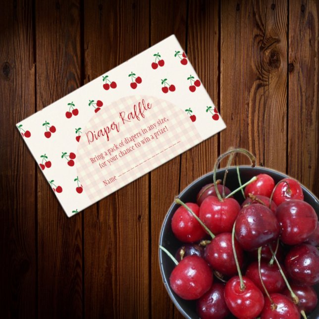 Cherries Baby Shower Diaper Raffle Enclosure Card (Creator Uploaded)