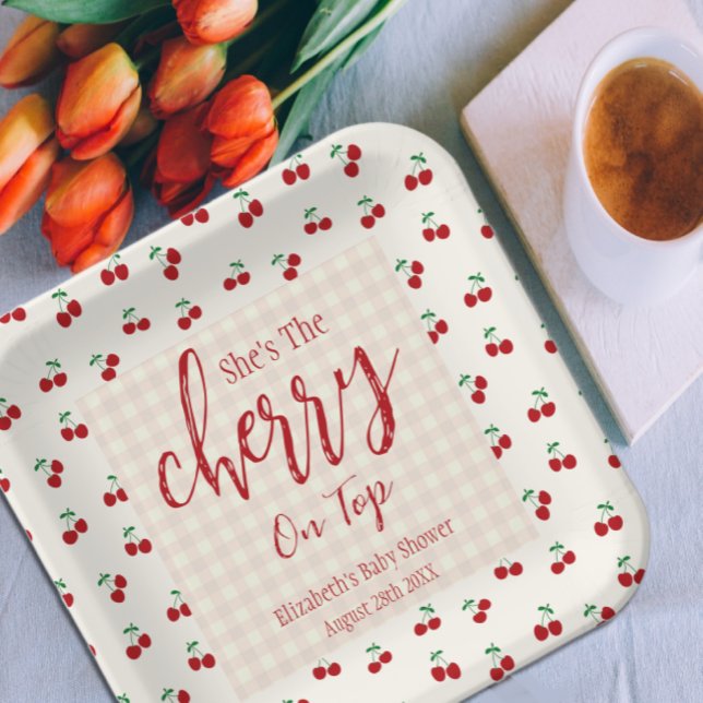 Cherries Baby Shower Paper Plates (Creator Uploaded)