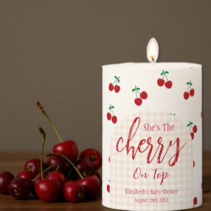 Cherries Baby Shower Pillar Candle