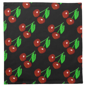 Cherries Black And Red Pattern Napkin