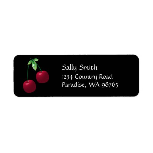 Cherries Black Return Address Label