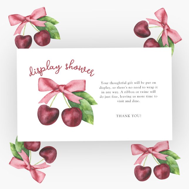 Cherries bow baby shower - display shower enclosure card (Creator Uploaded)
