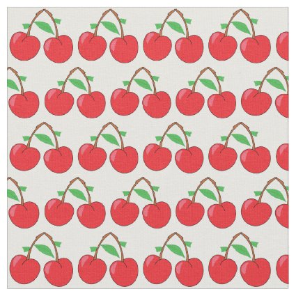 Cherries Bright Red Illustrated Fruit Fabric