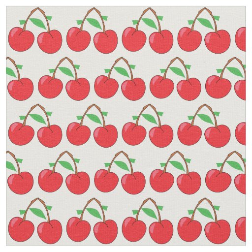 Cherries Bright Red Illustrated Fruit Fabric