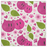 Cherries, Cats, Hearts, Cherry Blossoms and Paws Fabric