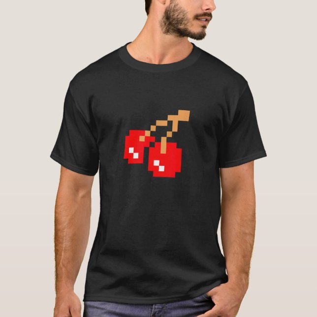 Cherries Cherry Pixel 8 bit Arcade Game Matching C T-Shirt (Front)